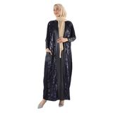 PLISTRE 1159_Büyük Beden Deri Garnili Ferace (LACİVERT, S/M)