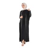 PLISTRE 1159_Büyük Beden Deri Garnili Ferace (SİYAH, L/XL)