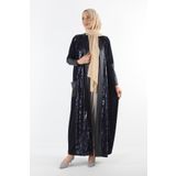 Plistre 1159_Kadın Büyük Beden Deri Garnili Cepli Tesettür Ferace /Abaya