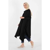 Plistre 1220_Asimetrik Kesim Plistre Tesettür Tunik - Siyah - S - M