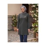 Plistre 1451_nakışlı Basic Tesettür Tunik Haki