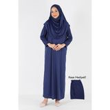 Plistre 2133_Tek Parça Başörtülü Namaz Tesettür Elbise - Lacivert - 2XL - 3XL