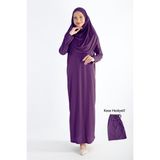 Plistre 2133_Tek Parça Kaymaz Başörtülü Namaz Tesettür Elbise - 2XL - 3XL - Mor