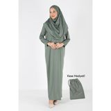 Plistre 2133_Tek Parça Kaymaz Başörtülü Namaz Tesettür Elbise - Çağla - L - XL