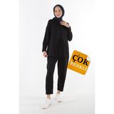 Plistre 2228_Dikiş Detaylı Oversize Eşofman Tesettür Takım - 00100 Siyah - 40