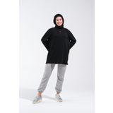 Plistre 2255_Reglan Kollu Minimal Baskılı Basic Oversize Rahat Kalıp Tesettür Tunik