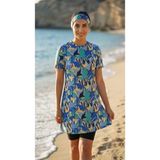 Plistre 2262_4\'LÜ Takım Yarı Kapalı Deniz/havuz Tesettür Mayosu - 48 - Siyah - Sarı - Mavi