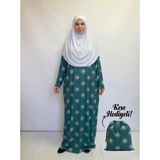 Plistre 2312_PRATIK Tek Parça Kaymaz Başörtülü Kolay Giyilebilen Namaz Elbisesi-Çantalı Esnek Kumaş - Çağla - Beyaz - 2XL - 3XL