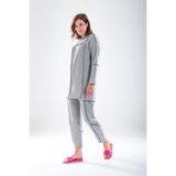 Plistre Kadın Gri Siyah Dikiş Detaylı Tesettür Homewear Eşofman Takımı –Havuç Fit Alt, 85 cm Tunik Boy _2278