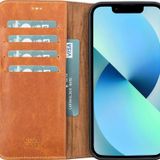 PLM Apple iPhone 13 Pro Max Uyumlu Deri Cüzdanlı Kılıf Karamel