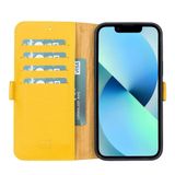 PLM Apple iPhone 13 Pro Max Uyumlu Deri Cüzdanlı Kılıf Limon Sarı