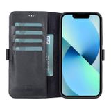 PLM Apple iPhone 13 Pro Uyumlu Deri Cüzdanlı Kılıf Rustik Siyah