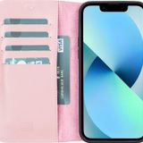 PLM Apple iPhone 13 Pro Uyumlu Deri Cüzdanlı Kılıf Toz Pembe