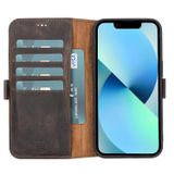 PLM Apple iPhone 13 Uyumlu Deri Cüzdanlı Kılıf Acı Kahve