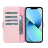 PLM Apple iPhone 13 Uyumlu Deri Cüzdanlı Kılıf Toz Pembe
