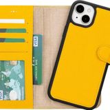 PLM Apple iPhone 15 Plus Uyumlu Deri Cüzdanlı Kılıf MWWN FL12 Sarı