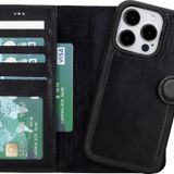 PLM Apple iPhone 15 Pro Uyumlu Deri Cüzdanlı Kılıf MWWN RST1 Siyah