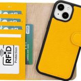 PLM Apple iPhone 15 Uyumlu Deri Cüzdanlı Kılıf MWWN FL12 Sarı