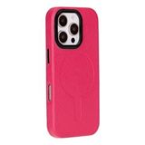 Plm Apple Iphone 16 Pro Max Uyumlu, Hakiki Deri, El Yapımı Kılıf, Pembe Siyah