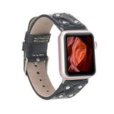 PLM Apple Watch Deri Kordon Cross 42-44mm Silver Trok RST1 Siyah