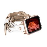 PLM Apple Watch Deri Kordon Peggy 38-40mm Çift Tur Ferro Rose Gold Trok F3 Beyaz