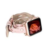 PLM Apple Watch Deri Kordon Peggy 38-40mm Çift Tur Ferro Rose Gold Trok NU2 Pembe