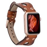 PLM Apple Watch Deri Kordon Ronda 38-40mm İnce Rose Gold Troklu RST2EF Taba