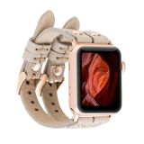 PLM Apple Watch Kordon Ely Çift Tur Bej Deri ERC3