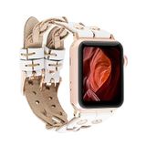 PLM Apple Watch Kordon York Çift Tur Beyaz Deri F3