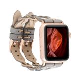 PLM Apple Watch Kordon York Çift Tur Gri Deri RST9