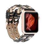 PLM Apple Watch Kordon York Çift Tur Siyah Deri RST1