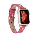 Plm Apple Watch Uyumlu Deri Kordon 38-40-41mm Rt Cp4 Fuşya Renksiz