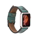 PLM Apple Watch Uyumlu Deri Kordon 38-40-41mm Vintage V6 Yeşil Siyah Aksesuar