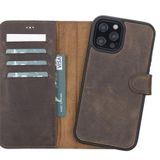 Plm G6 Apple iPhone 13 Pro Max Uyumlu Kahverengi Deri Cüzdanlı Kılıf