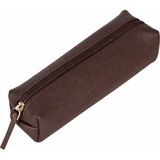 PLM Gerçek Deri Kalem Kutusu,el Yapımı Fermuarlı Kılıf, Espresso - Kahve - 5.5 cm x 17.5cm
