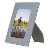 PLM Gerçek Deri Masaüstü Fotoğraf Çerçevesi, 22X17CM (15X10 Foto) Gri
