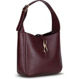 PLM Her Kombine Uyum Sağlayan Klasik Hakiki Deri Kadın Omuz Çantası – Azura - Bordo Renk - 23 × 23 × 9 cm