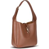 PLM Her Kombine Uyum Sağlayan Klasik Hakiki Deri Kadın Omuz Çantası – Azura - Tan Rengi - 23 × 23 × 9 cm - Taba