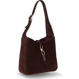 PLM Her Kombine Uyum Sağlayan Klasik Hakiki Süet Deri Kadın Omuz Çantası – Azura - Kahve - 23 × 23 × 9 cm