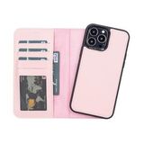 Plm NU2 Pembe Apple iPhone 13 Pro Max Uyumlu Deri Cüzdanlı Kılıf