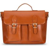 PLM Olympus, El Yapımı Hakiki Deri, Evrak ve Laptop Çantası - 31 cm x 39 cm x 14 cm - Taba