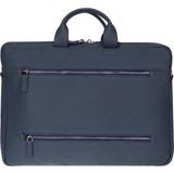 PLM Truro Hakiki Deri Laptop Çantası 16", Seyahat Uyumlu Evrak Çantası - 39 cm x 30 cm x 6 cm - Lacivert