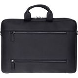 PLM Truro Hakiki Deri Laptop Çantası 16", Seyahat Uyumlu Evrak Çantası - 39 cm x 30 cm x 6 cm - Siyah