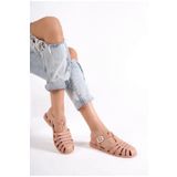 PLN SHOES Jelly Şeffaf Tokalı Pudra Kadın Sandalet