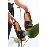 PLN SHOES Pien Pedli Anatomik Rahat Taşlı Boncuklu Kadın Terlik