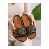 PLN SHOES Pienn 20050 Füme Pedli Anatomik Rahat Taşlı Boncuklu Kadın Terlik