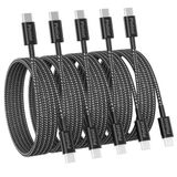 Plnhixt USB C - USB C Kablosu, (5 Paket 6FT), Yeni Naylon USB C Şarj Kablosu 60W (3A) iPhone 15/15 Pro/15 Plus/15 Pro Max, iPad Mini 6/ Pro 2021, MacBook Pro 2020, Samsung Galaxy S23, Anahtar