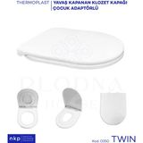 Plodna House Twin D-Form Çocuk Bebek Adaptörlü Yavaş Kapanan Klozet Kapağı - Beyaz