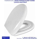 Plodna House Universal Bebek Çocuk Adaptörlü Yavaş Kapanan Klozet Kapağı Oval Form - Beyaz