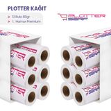 PlotterSarf 1.Hamur Premium Opak 31 cm 50 mt 12 Rulo 80 gr Plotter Çizim Kağıdı